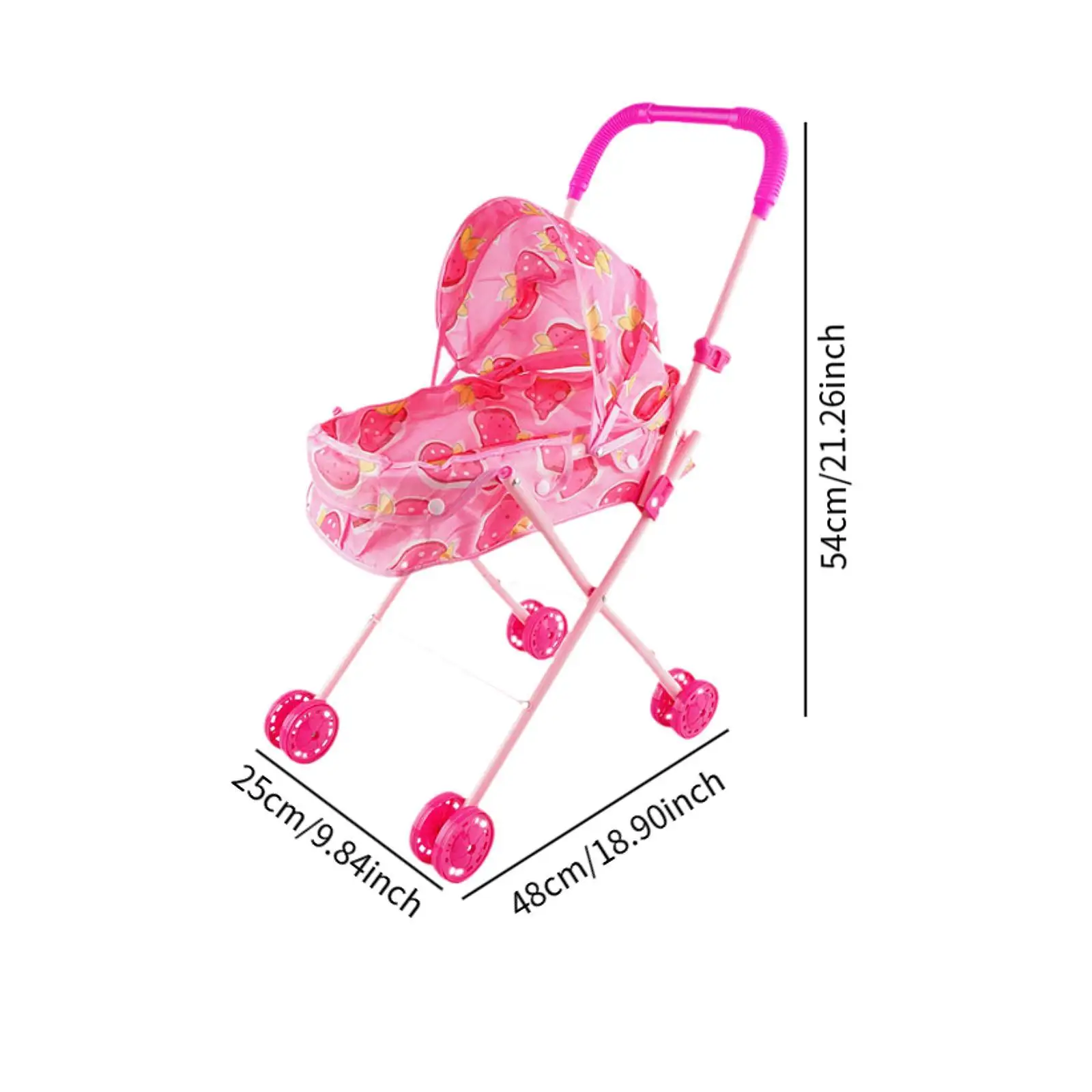 Doll Mini Pram Early Development Doll Carriage Doll Accessories Dollhouse Decor Pretend Play Interactive Toy for Infant (Pink)