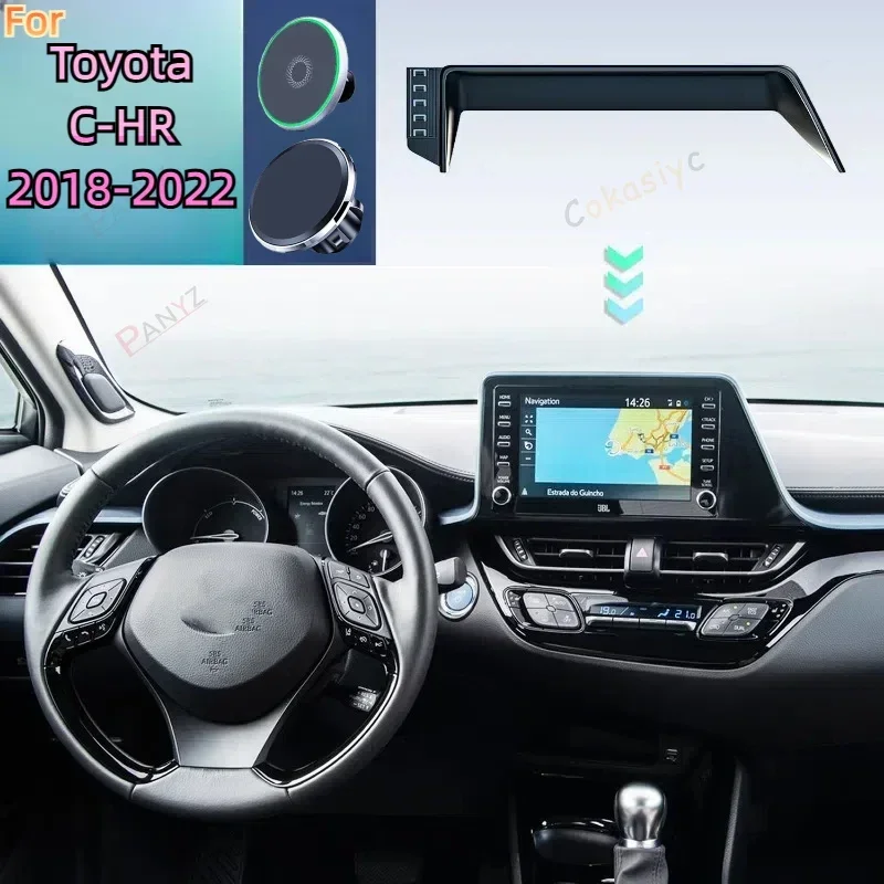 

Автомобильный держатель для телефона для Toyota CHR C-HR 2018 2019 2020-2022, фиксированное основание, автомобильная магнитная подставка для беспроводной зарядки, поддержки MagSafe