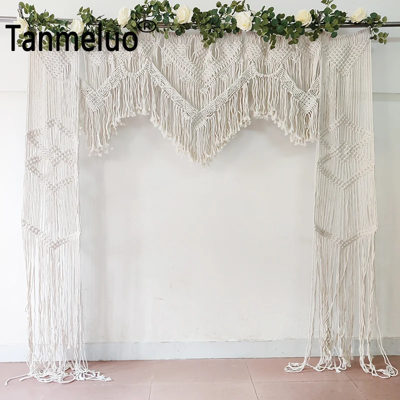 1PCS Large Macrame Wall Hanging Boho Wedding Backdrop Decor for Arbor Vintage Rope Tapestry Outdoor Beach Handmade Bedroom Art