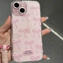 Korean Pink Ins Bow Phone Case for Oppo Realme C63 C65 C67 C55 C53 C35 C33 C31 C30 C20 C21Y 12 11 10 9 9i 4G 5G Back Cover