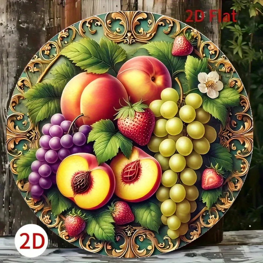 빈티지 과일 테마 복숭아, 포도, 딸기, 꽃무늬 금속 장식 고급스러운 주방용 홈 선물