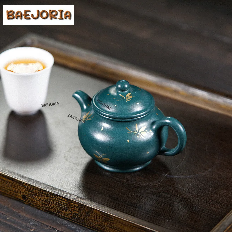 BAEJORIA 150ml Retro Yixing Purple Clay Teapots Handmade Pan Pot Raw Ore Green Mud Kettle With Infuser Chinese Zisha Teaset