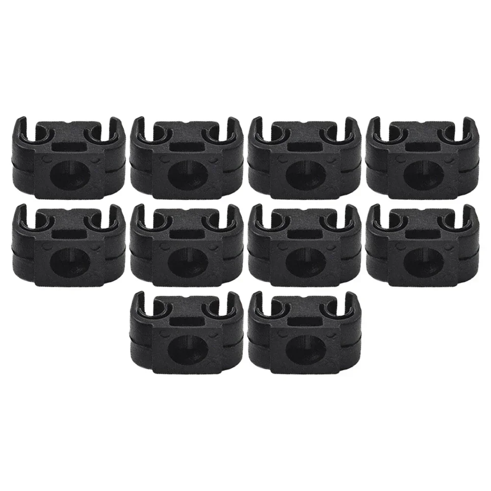 10Pcs Double Brake Line Clips Clamps Black For 5mm (3/16