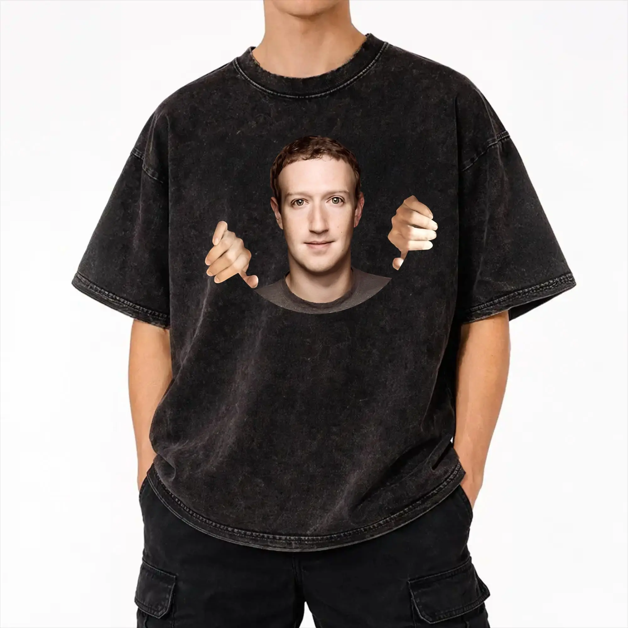 Harajuku Washed Shirts Mark Zuckerberg is watching Novelty T-Shirts Harajuku  Streetwear Short Sleeve Summer Tee Shirt