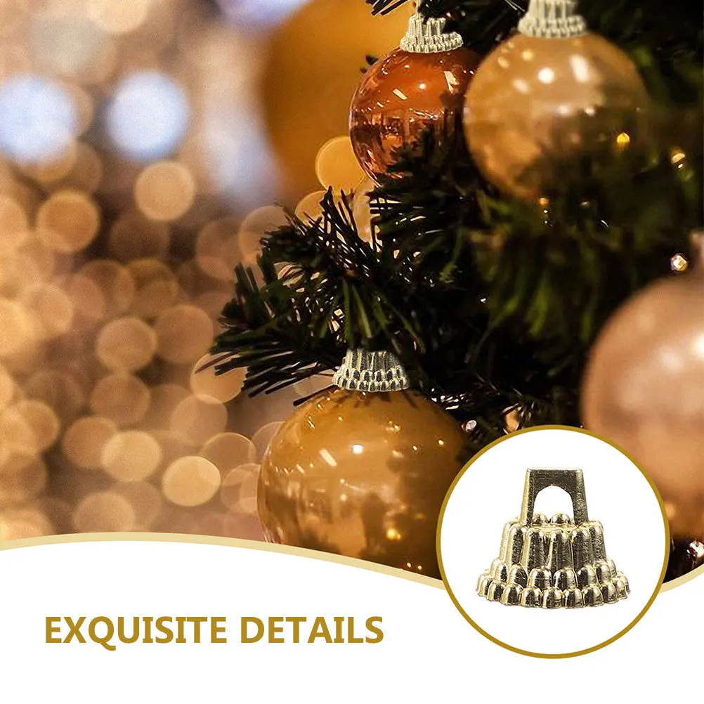 100 pçs plástico ornamento de natal cabides tampas redondas diy topper bonés para árvore de natal decoração festiva decoração de festa de natal