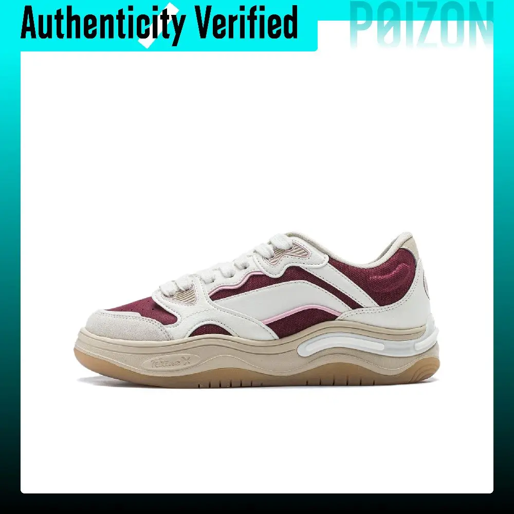 Li Ning Future Flow Slip Resistant Cushioning Abrasion Resistant Support Low top Skateboard Shoes Women's Red White AGCU016-5