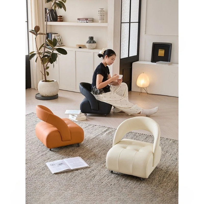 

Leather universal wheel small stool living room home high-end pulley small bench sofa stool shoe change backrest small chair