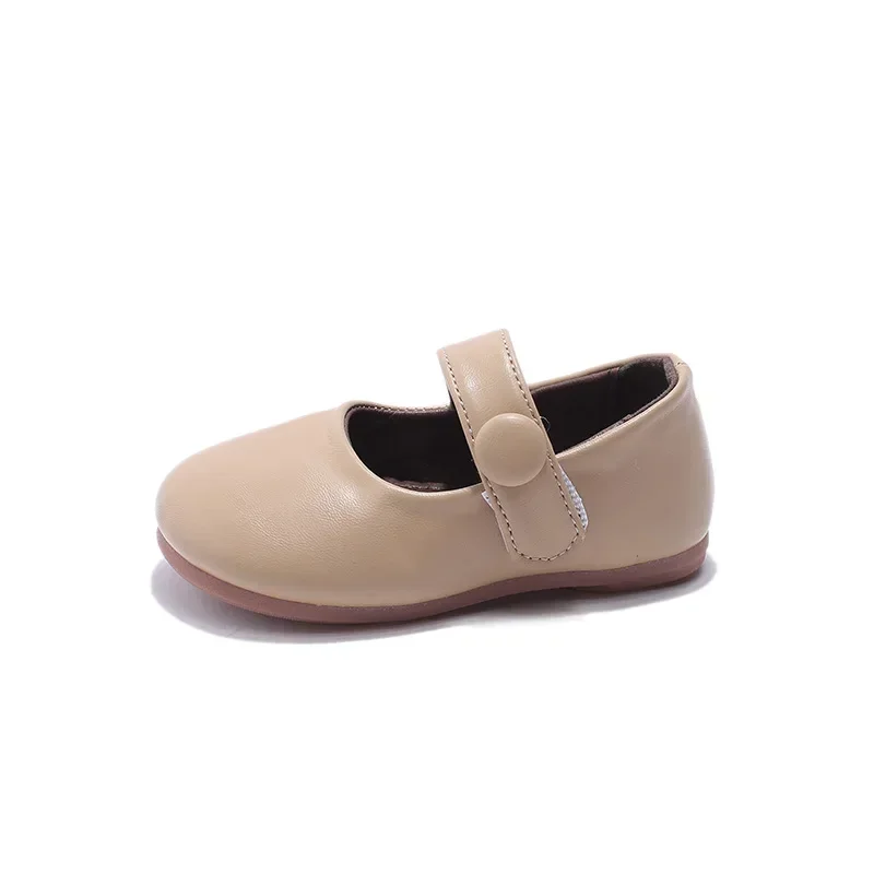 Chaussures en cuir de style britannique pour enfants, mode fille, nouvelle version coréenne, bouche peu profonde, semelle souple, chaussure simple décontractée, printemps, 2024