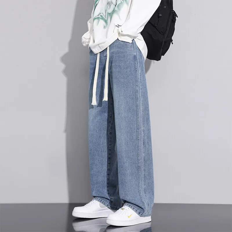 

Gioimen's jeans 2025spring New loose straight-leg denim casual trollers elastic versatile MEN'S pants