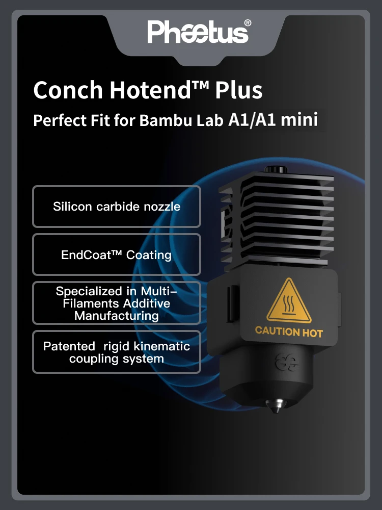 

Насадка из карбида кремния Phaetus Conch Hotend Plus для A1, сменный комплект Hotend для Bambu A1/A1mini, деталь