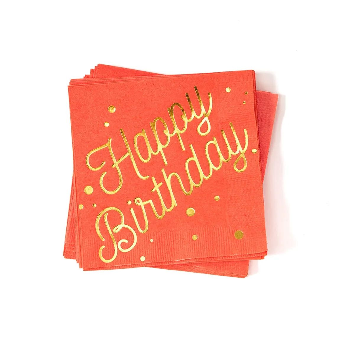 

50pcs Happy Birthday Foil Stamped Napkins - Birthday Confetti Pack of 20 or 50 Party Napkins - Beverage and Cocktail Sized Napki