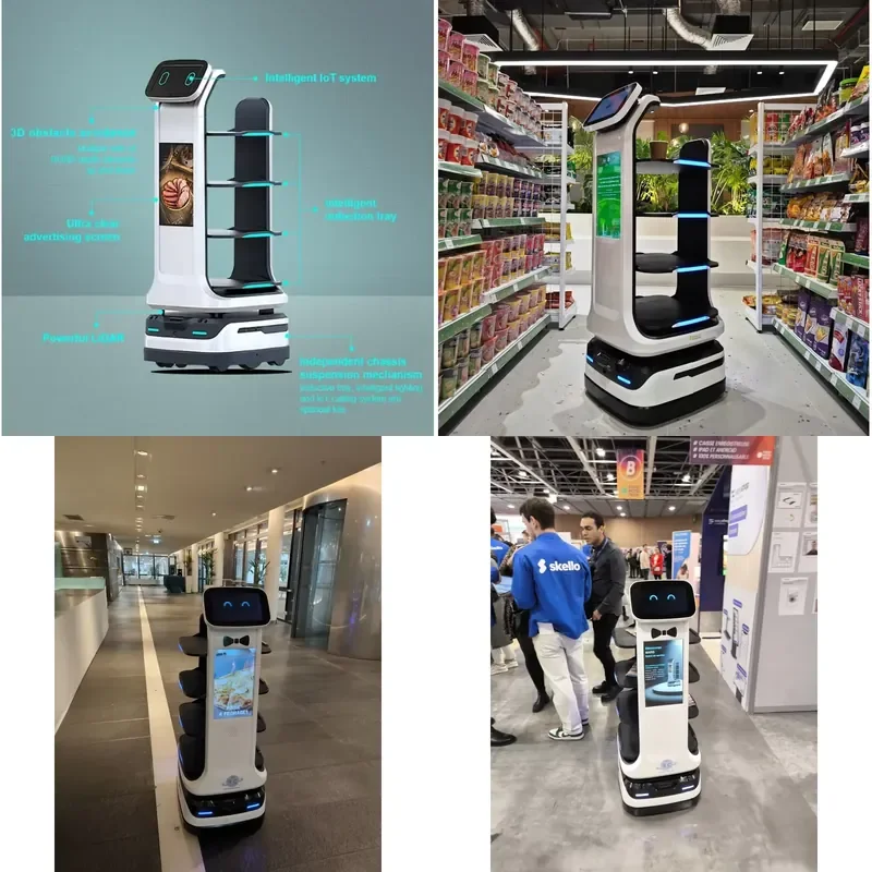 AI Intelligent Service Robot Commercial Food Delivery Automatic Navigation Server for Western Restaurant Pizza Delivery