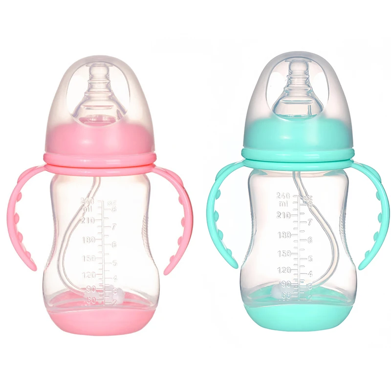 

Детская бутылочка емкостью 240 мл с ручкой — простая в использовании бутылочка для кормления, идеально подходит в качестве рождественского подарка, идеально подходит для воды и формулы.