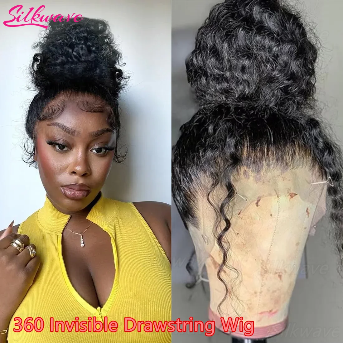 

Парик из натуральных волос с глубокой волной, 360-градусный кружевной ободок, невидимый шнурок, 13x6 HD фронтальный парик, 5x5 без клея, для женщин, готовый к носке