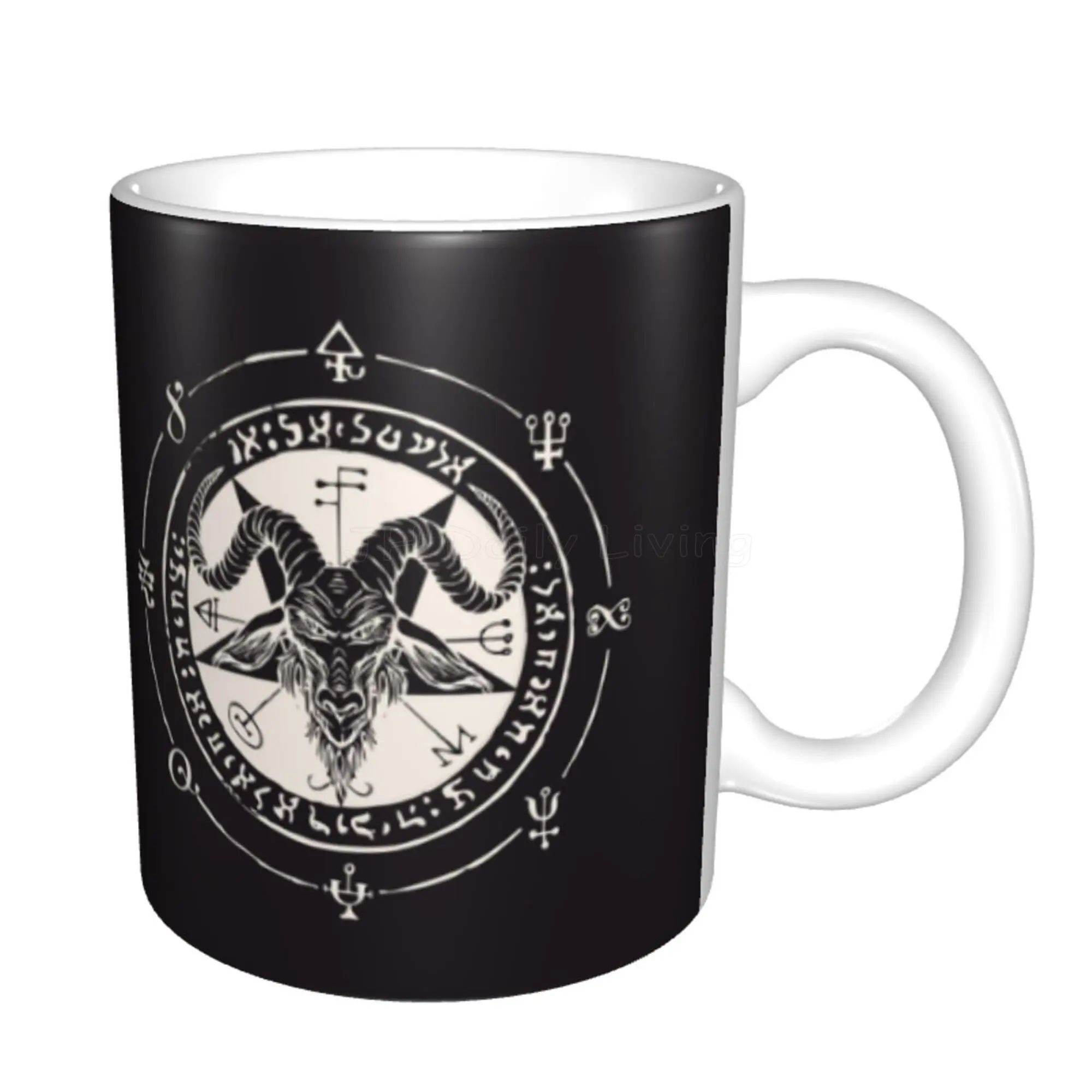 Satanic Black Goat and Pentagram Print Mugs Coffee Cups Home Office Ceramic Mug 11oz Milk Cup Novelty Gifts Personalized Cup