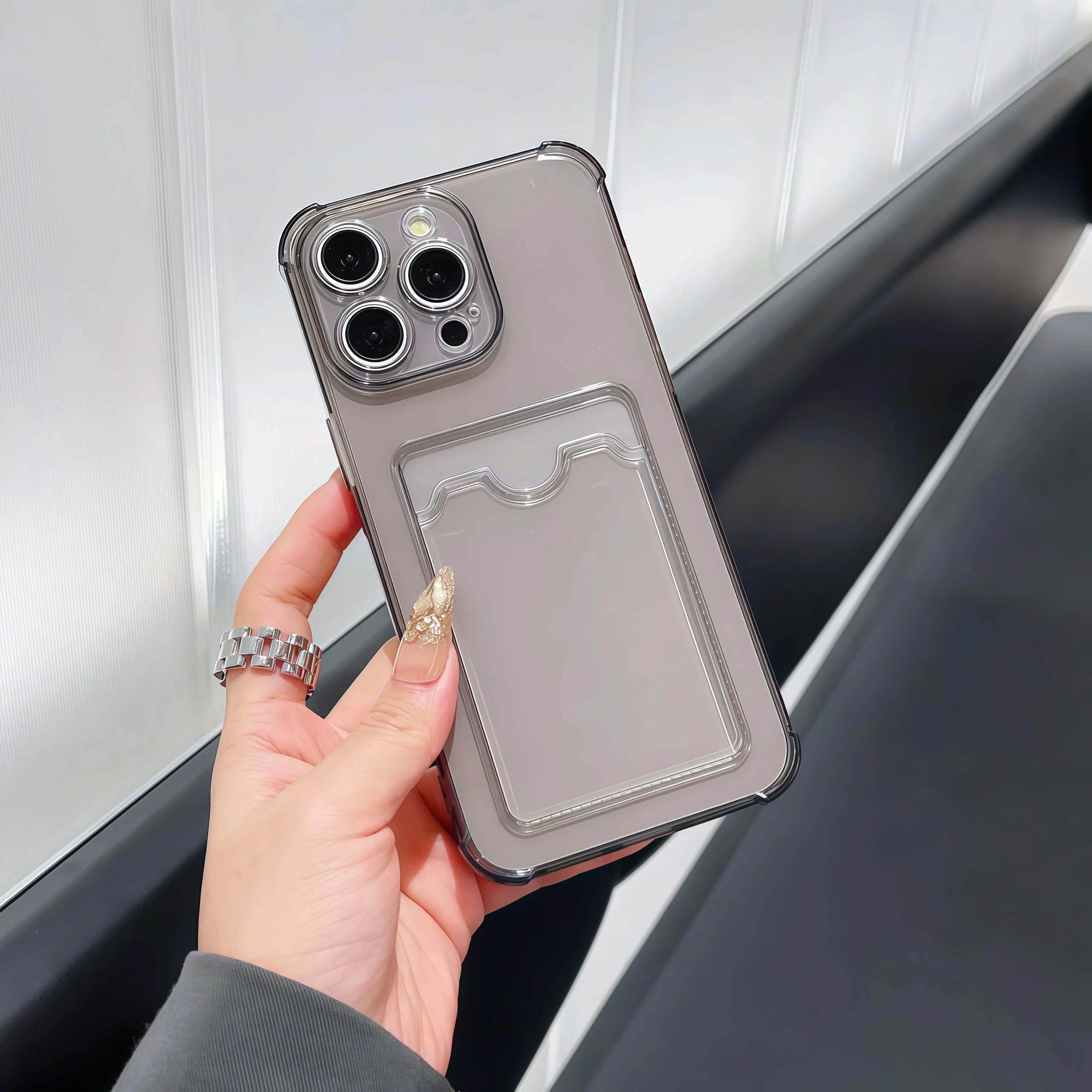 Picture 7: Shockproof Transparent Card Slot TPU Phone Case For iPhone 17 Air 16 15 14 Plus 13 12 11 Pro Max Silicone Back Protection Cover