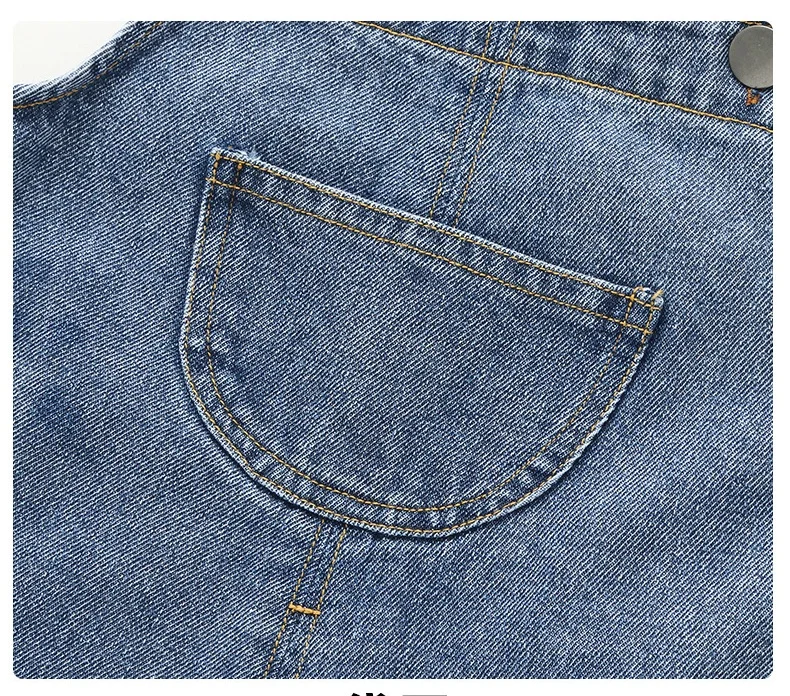 Frühling Herbst Denim Kinder-Latzhosen 0-5 Jahre Einfarbige Cowboy-Hosen für Jungen und Mädchen Kleidung mit Trägern Kinder-Latzhosen – Detail 7