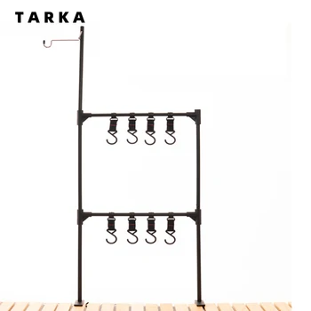 TARKA 캠핑 선반 랜턴 스탠드, 피크닉 식기 걸이 랙, 휴대용 분리형 알루미늄 합금 라이트 행어 스탠드, 2 레이어