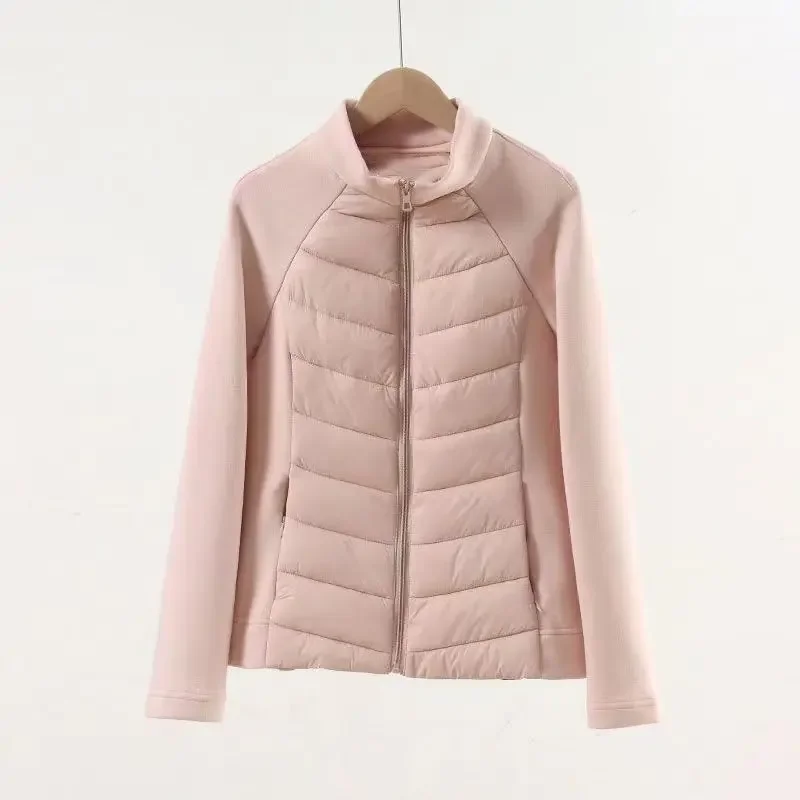 Stand-up Collar Thin Autumn and Winter Warm Lining Waist Jacket Yoga Clothing Sports Base Cotton Clothing Women's