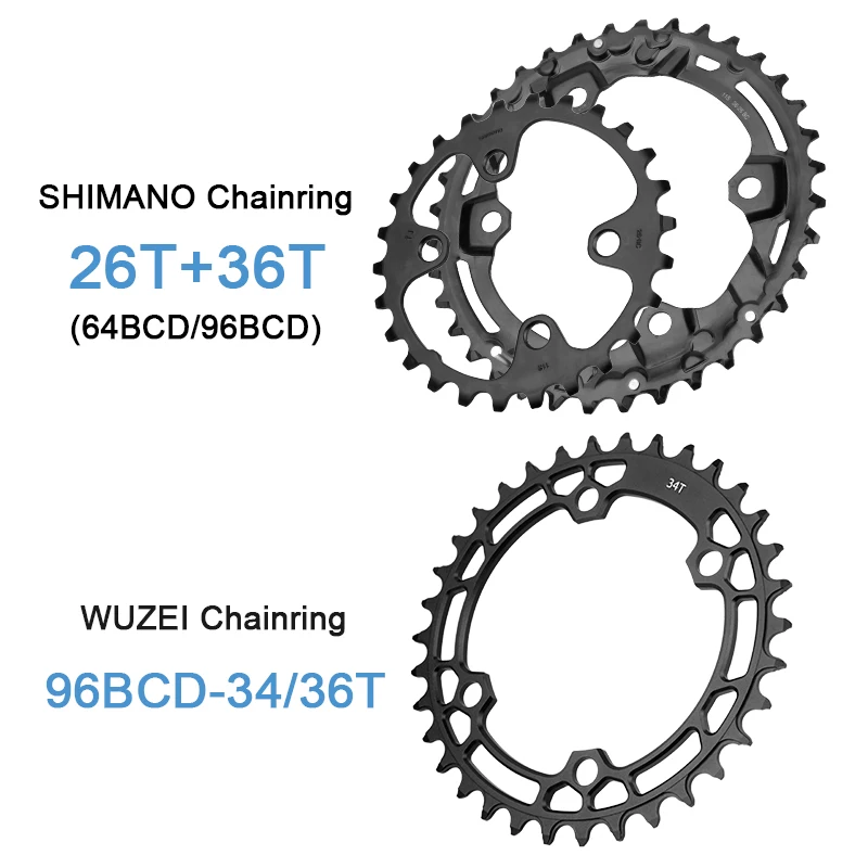 Chainring 96BCD Round 32T 34T double chain 26T-36T tooth Narrow Wide Ultralight Tooth Plate MTB Mountain Bike 96 BCD Chainwheel