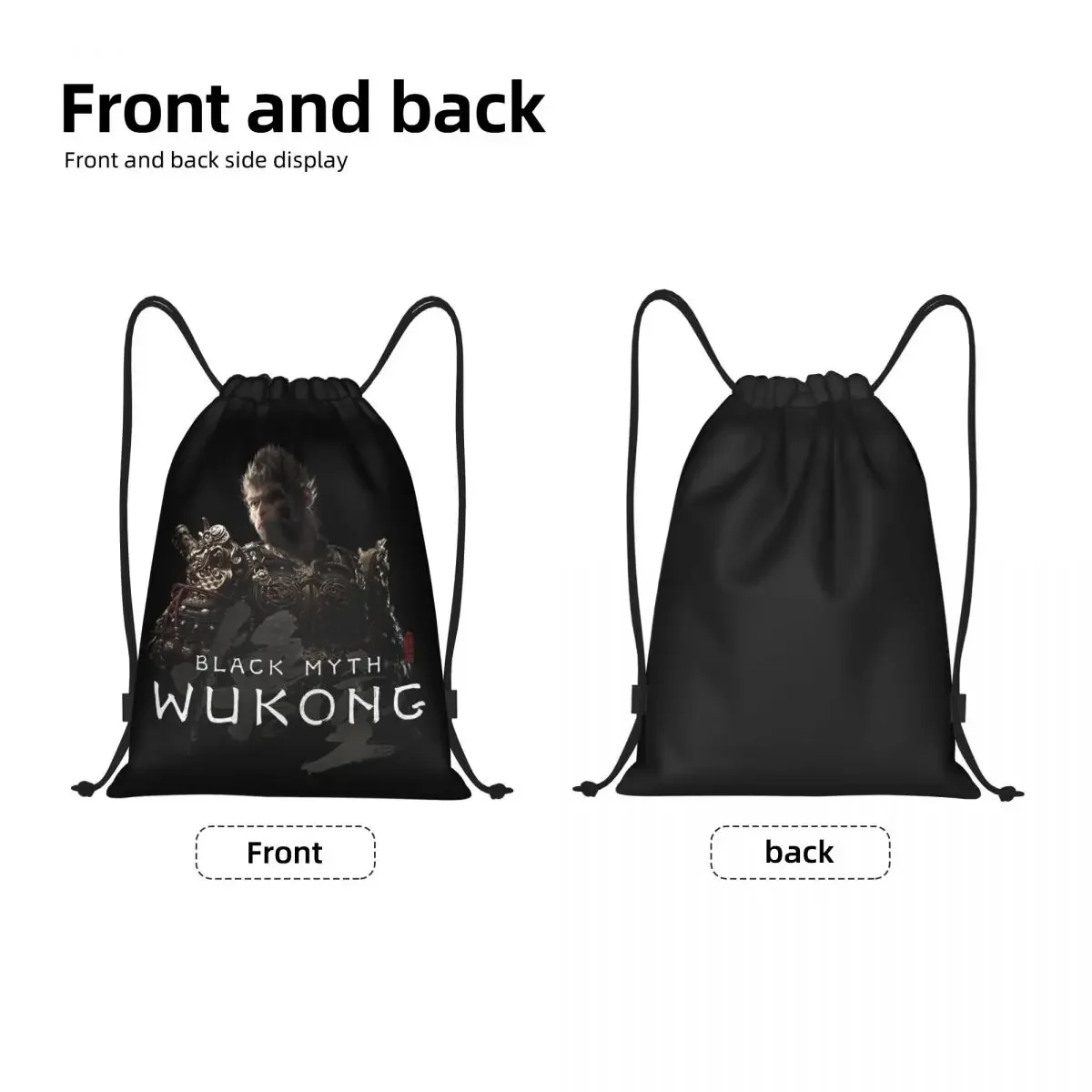 Custom Monkey King Wukong Myth And Folklore Drawstring Bag for Shopping Yoga Backpacks Video Game Lover Gaming Sports Sackpack