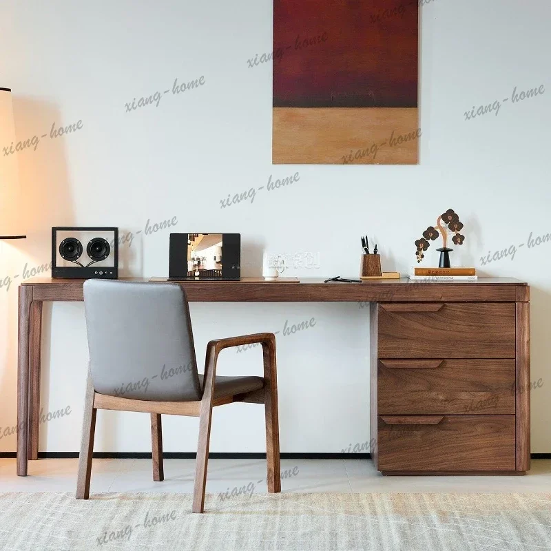 LD Walnut Wood Office Desks Luxury Living Room Kitchen Homestay Office Desks Advanced Minimalist Furniture