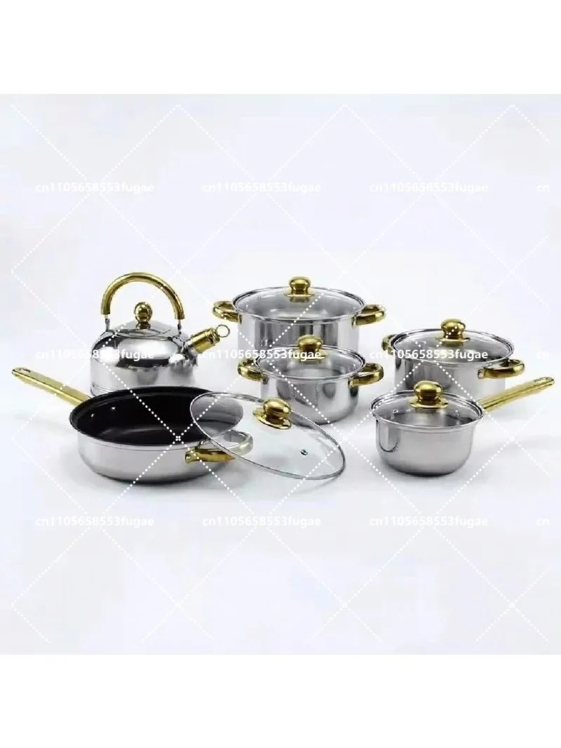 6 Piece Stainless Steel Cookware Set with Ergonomic Nonstick Saucepan Pots and Pans for Kitchen Home Cooking
