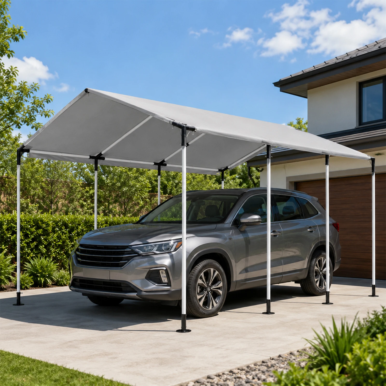 8 Leg Carport Kits，Slant Roof Canopy Fitting Kit with 1-3/8' ID, Alloy Steel Carport Connectors, Shed Frame Kit DIY Project