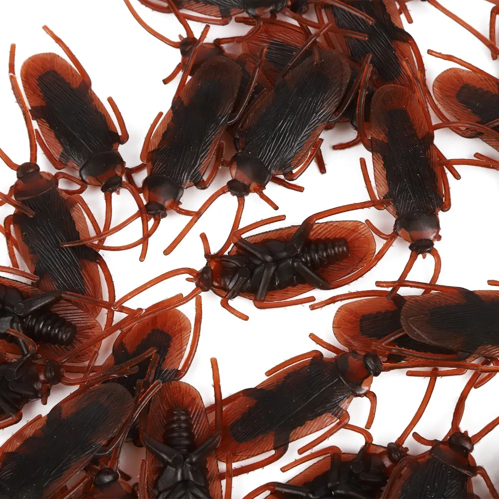 

100Pcs Funny Soft Material Prank Realistic Lightweight Fake Cockroach Lifelike Trick Gag Gifts