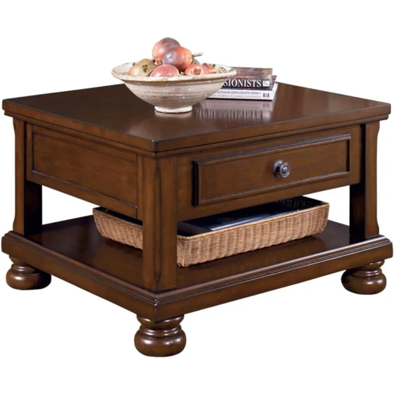 Signature Design by Ashley Porter Traditional Hand-Finished Lift Top Coffee Table, Dark Brown Coffee Tables