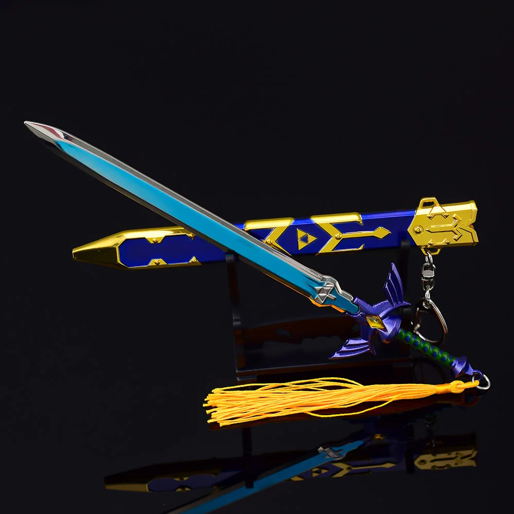 Réplica da Espada Mestre de Zelda - 22cm de Liga de Zinco com Lâmina Não Afiada e Bainha, Ideal para Fãs de Zelda e Acessórios de Arma para Figuras de Ação