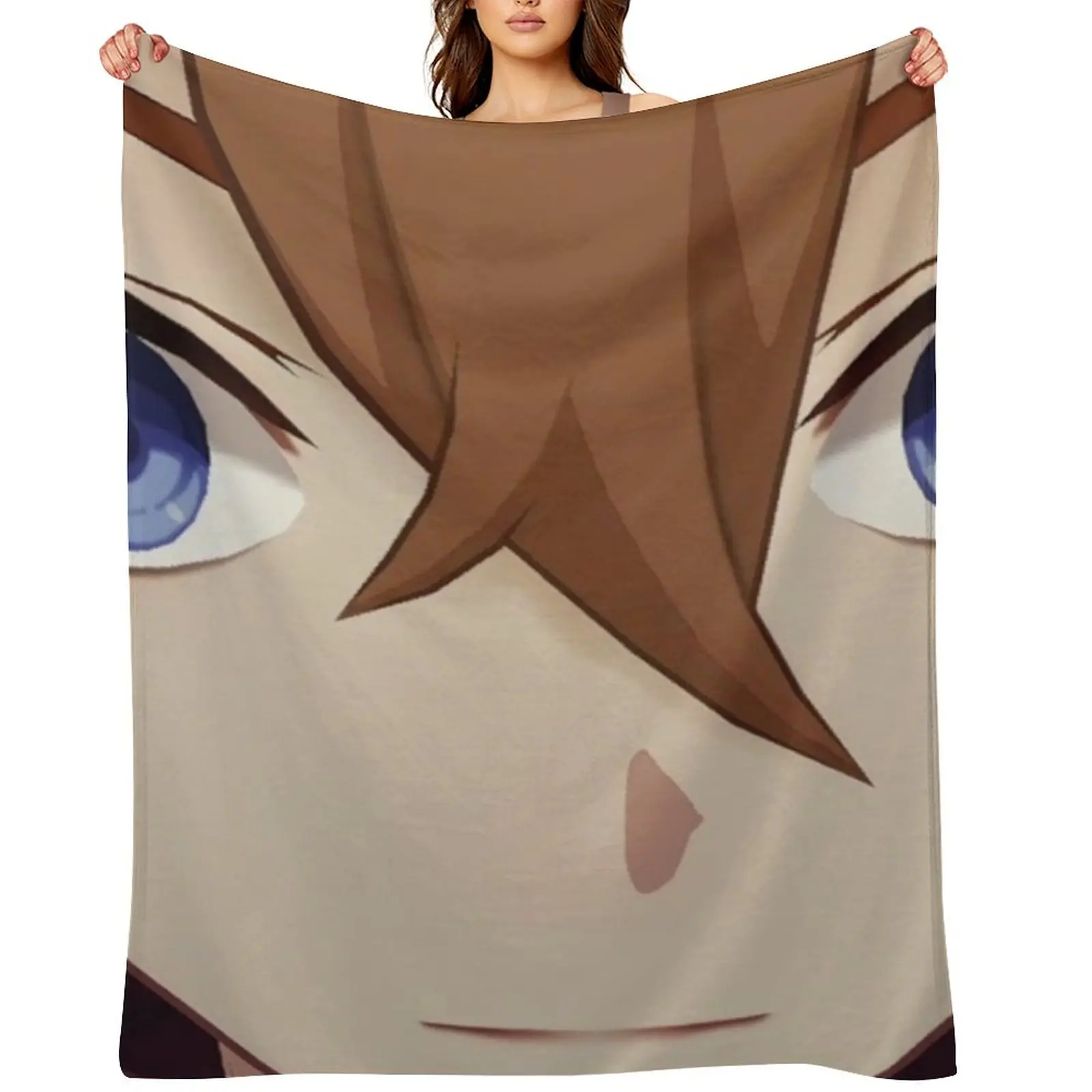 Childe (Tartaglia) Face Meme Throw Blanket Shaggy Warm Cute Flannels Blankets