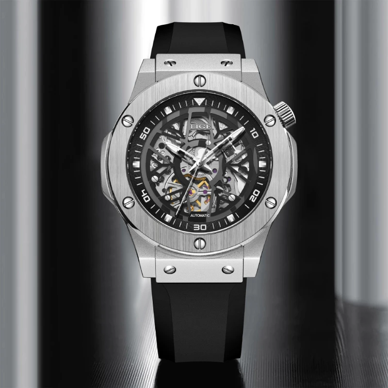 LIGE Top Brand Mens Watch Fashion Automatic Movement Watch Waterproof Male Mechanical Wristwatch Luxury Brand Tourbillon Watches