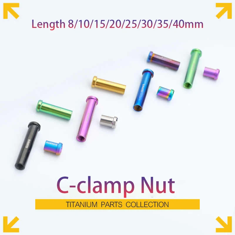 M6 Titanium Alloy C-clamp Nut Length 8/10/15/20/25/30/35/40mm Ti Nuts Road Bicycle Brake Caliper