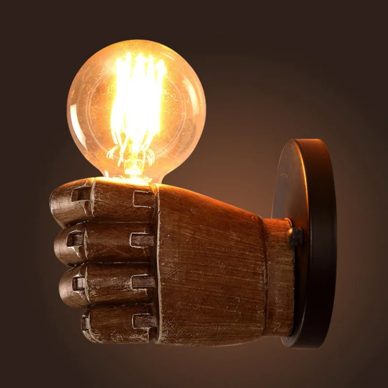 Retro Industrial Style Wall Lamps Creative Fist LED Sconces Bar Homestay Restaurant Homestay Embellish Illumination Wall Light