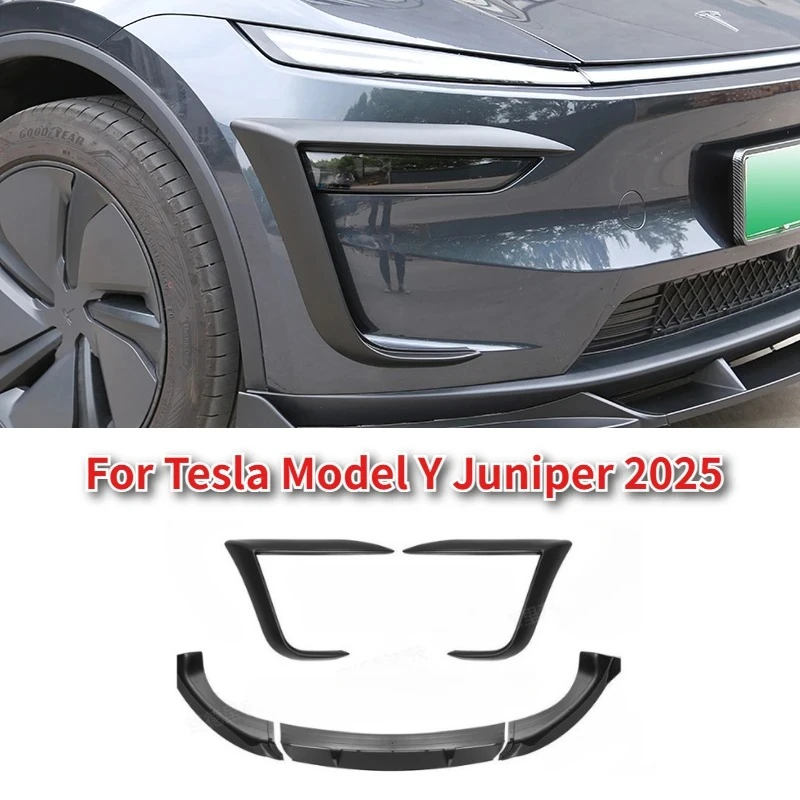 

For Tesla Model Y Juniper 2025 Front Bumper Cover Wind Knife Fog Lamp Sticker Eyebrow Spoiler Blade Trim ABS Car Modification
