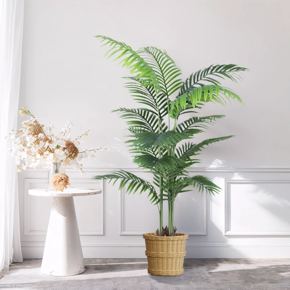 

50cm Large Artificial Areca Palm Tree Tropical Fake Plant 5FT Faux Palm Tree Dypsis Lutescens Plants in Pot for Home Decoration