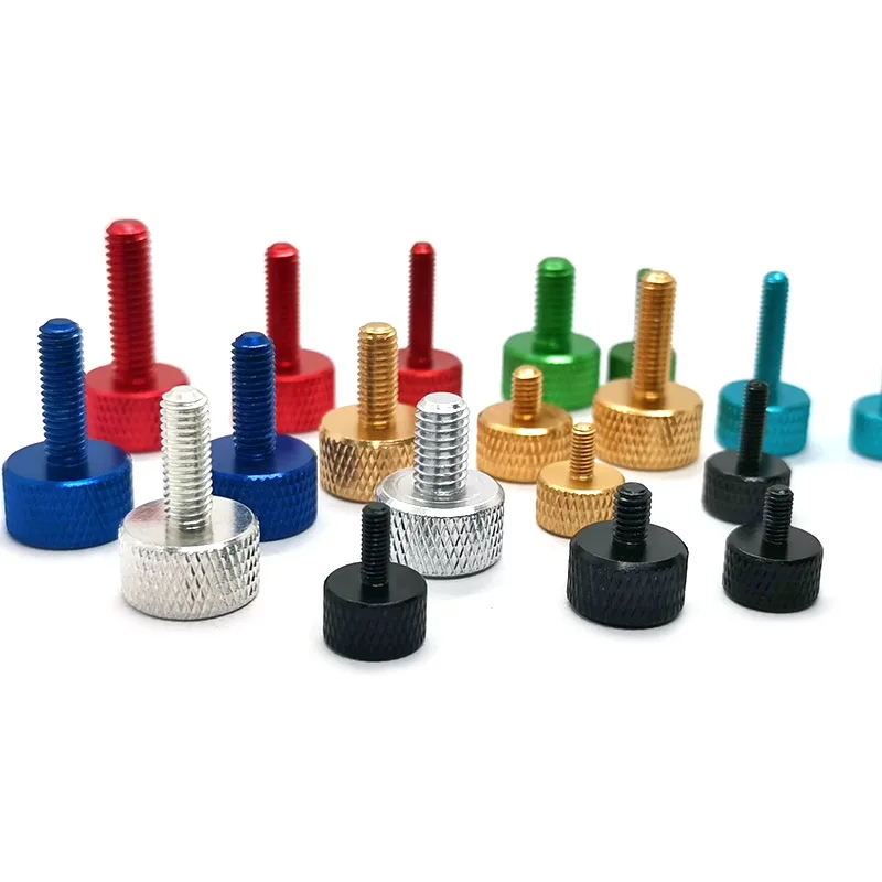 5pcs/Lot M5 M6*10/12/14/16/20mm Color Aluminum Knurled Hand Tighten Thumb Screw Computer Case Modification DIY Bolt Anodizing