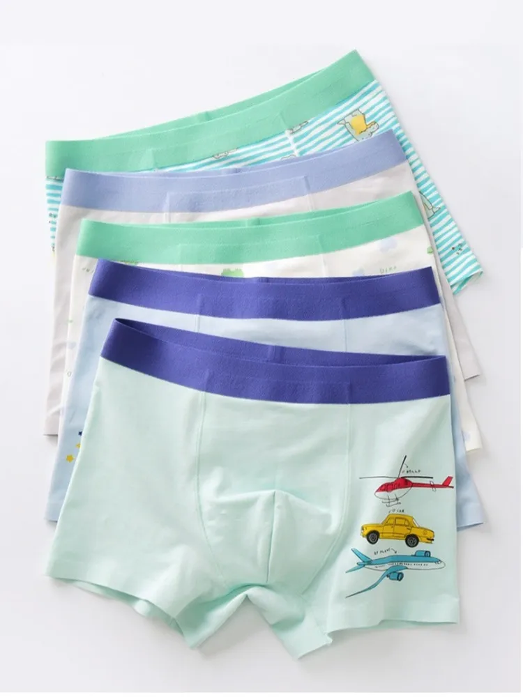 new children high quality boys cotton boxer shorts panties kids underwear 2-16 years old teenager 5pcs/lot cartoon student