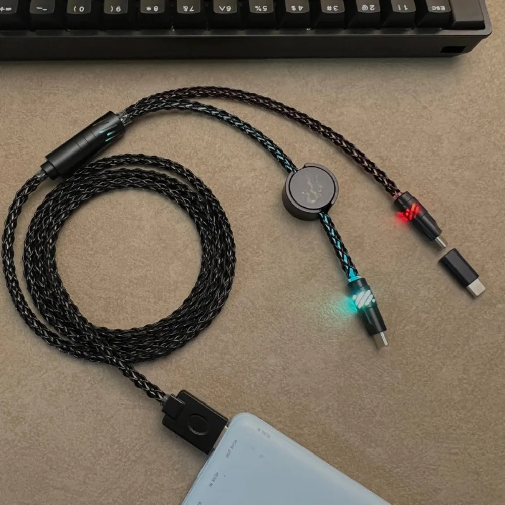 Magnetic Control Switch Cable RGB Gradient Light Effect 1 To 2 8K Double Type C For Keyboard Cable Single Crystal Copper