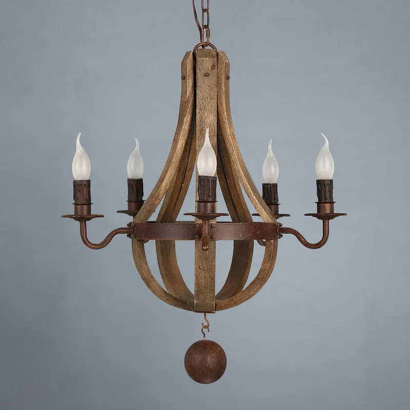 Creative American country industrial style wood chandelier living room restaurant cafe bar bedroom bed and breakfast hotel lamps