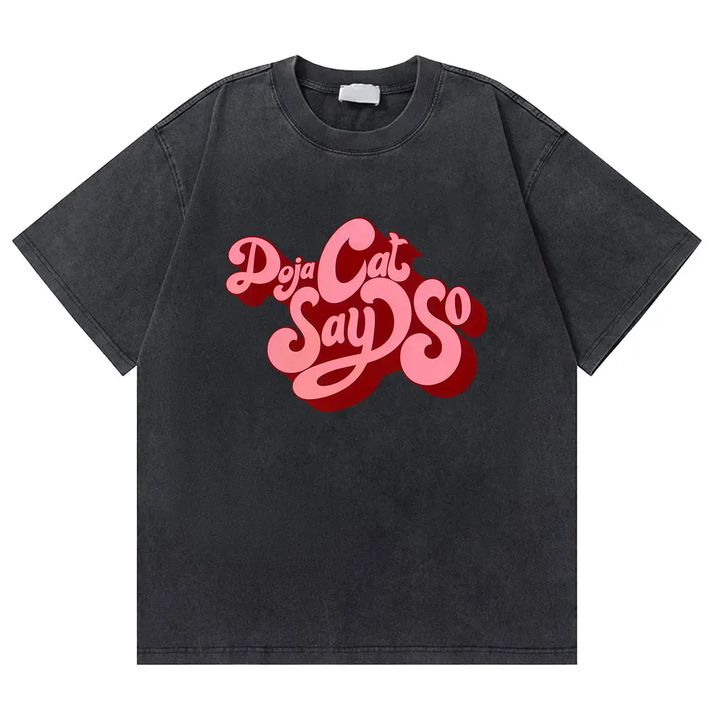 

Washed Vintage Rapper Doja Cat Say So Graphic T-shirts Men Women Hip Hop Oversized T Shirt Male Fashion Casual Short Sleeve Tees