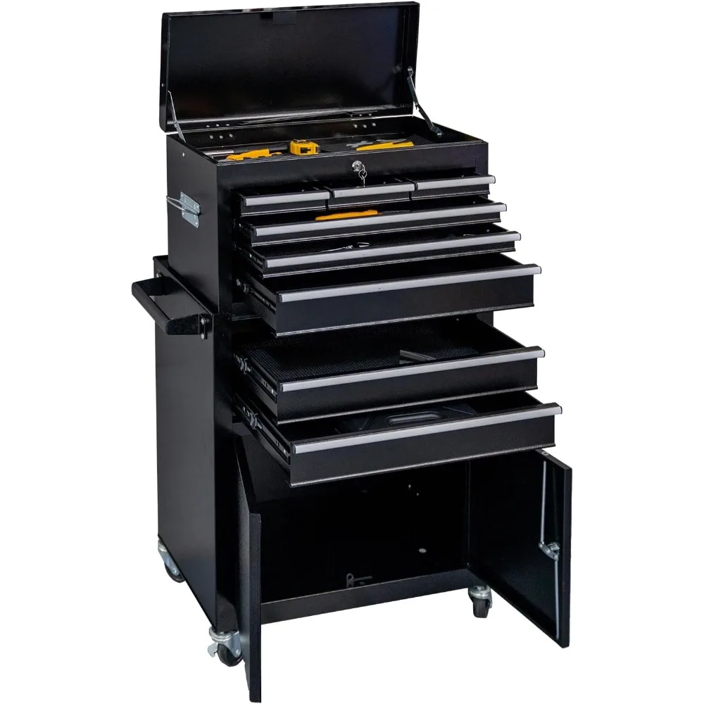 

Rolling Tool Chest, 8-Drawer Tool Storage Cabinet, Detachable Organizer Combo, Side Hooks & Drawer Liners, w/Wheels Lock