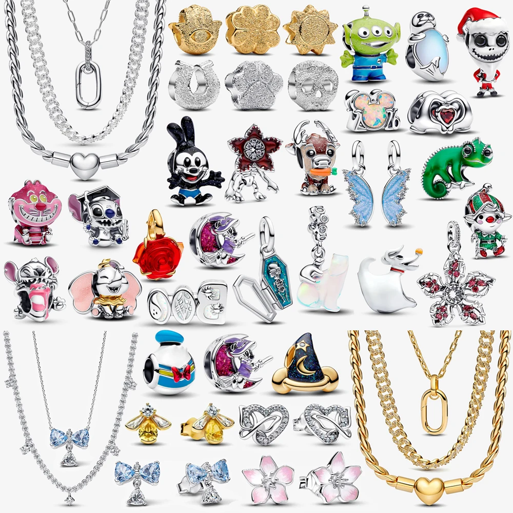 

2026 New 925 Silver Texture Cat Claw Mushroom Cannibal Flower Beads Dance Card Turtle Pendant DIY Exquisite Charm Jewelry Gift