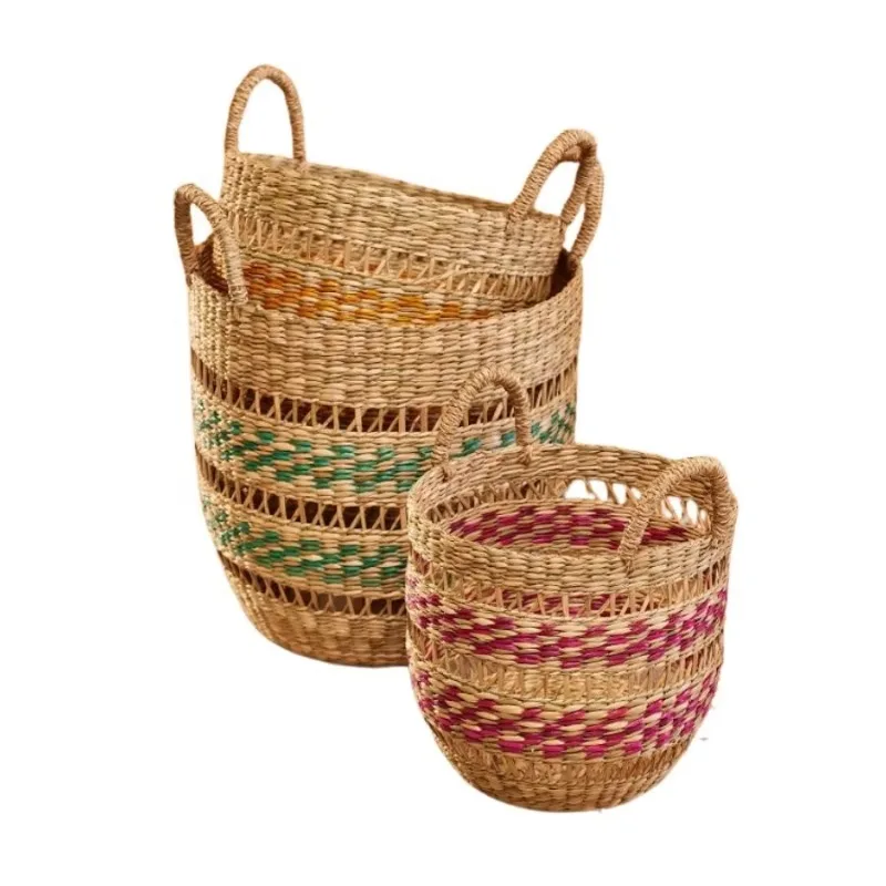 Durable Seagrass Woven Basket Shirt Laundry Basket Home Decoration Supplies