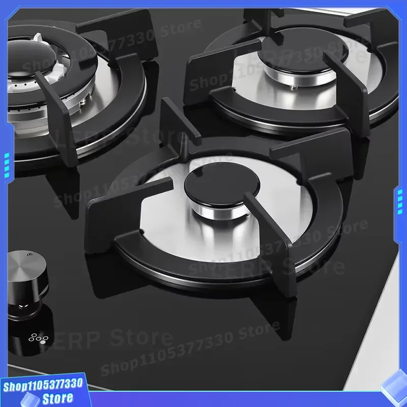 5 Burner Gas Stove Embedded European Style Tempered Glass Panel Electronic Ignition 4KW High Power Home Kitchen Cooktop
