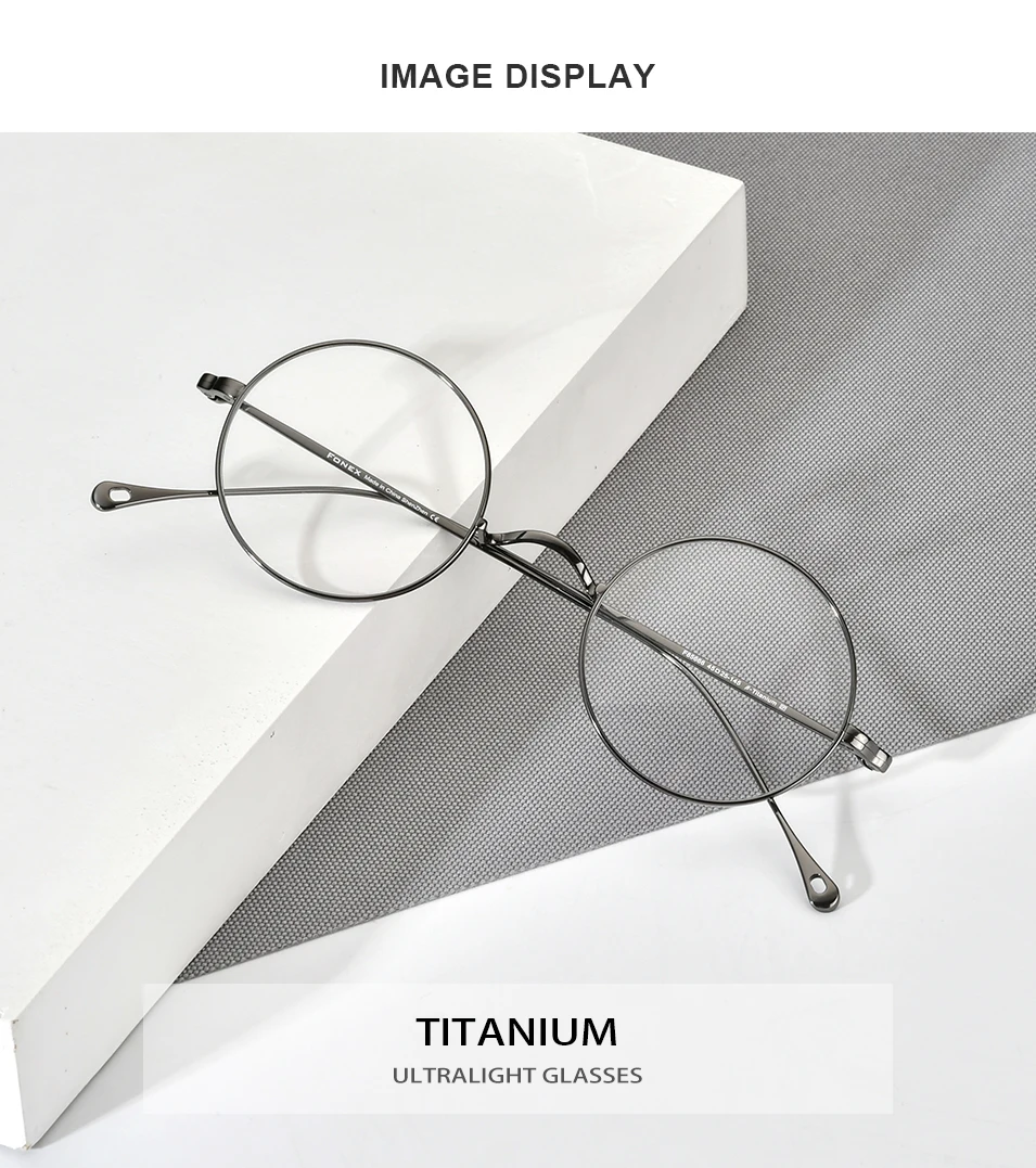 FONEX Titan Brille Rahmen Männer Marke Design Vintage Runde Brillen Frauen Retro Ultraleicht Japanische Hohe Qualität Brillen 85666 – Detail 2