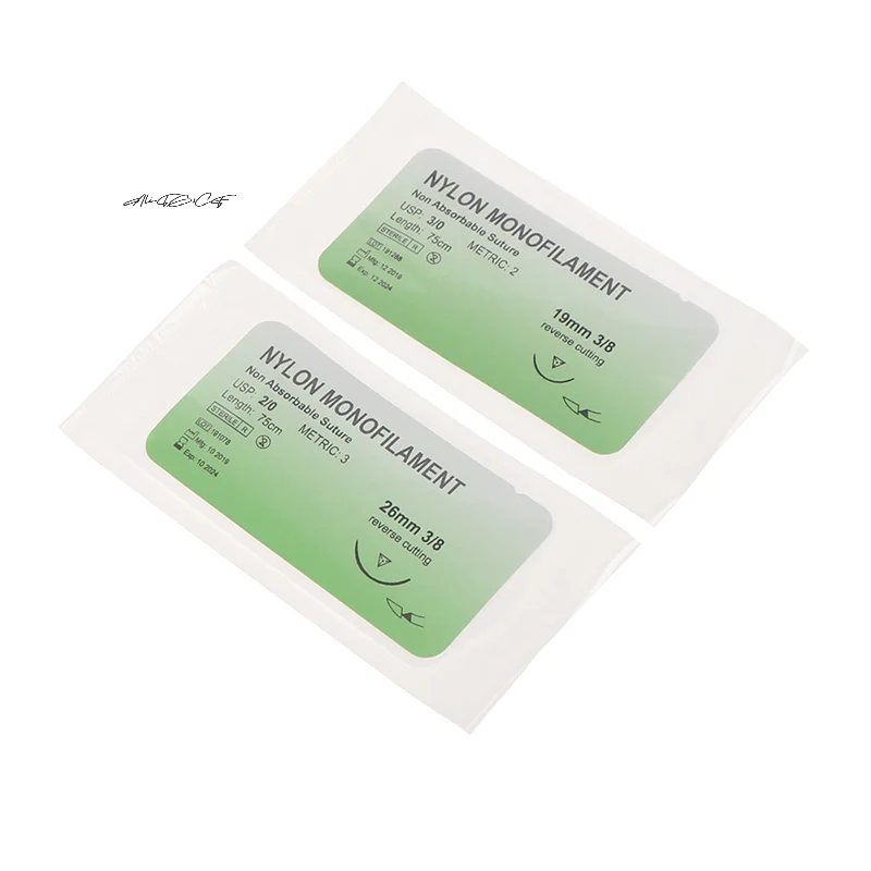 12Pcs Polypropylene Monofilament Medical Thread Set with Needles Surgical Suture Training Practice Kit for Medical Students