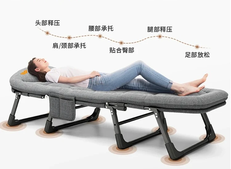 A Single folding bed office lunch break recliner artifact simple portable hospital escort march nap bed