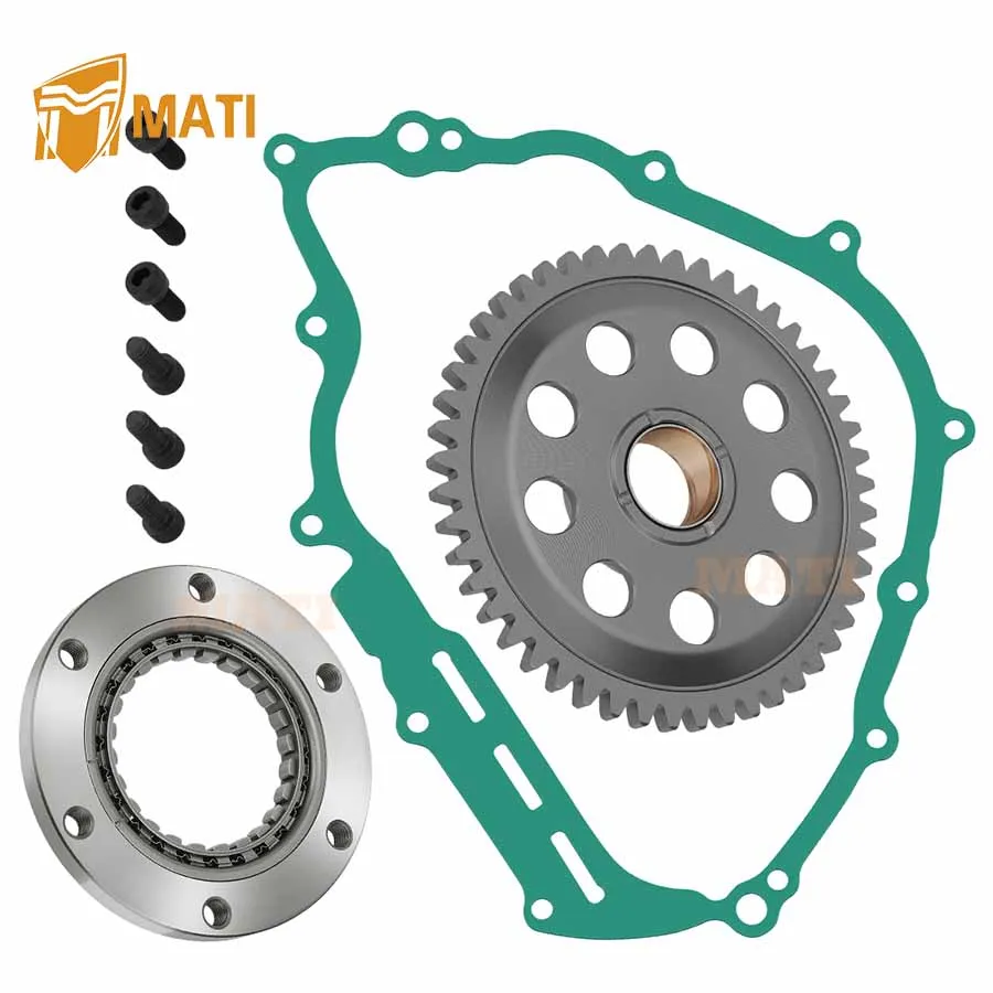 Starter One Way Clutch Idler Gear Gasket Kit for Yamaha Grizzly 550 YFM550 2009-2014 Kodiak 700 YFM700 2019-2024 5KM-15590-00-00
